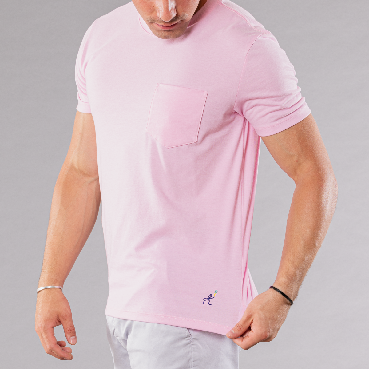Men's Solid Crew Neck T-Shirt - Pink