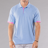 Men's Solid Polo With Contrast Sleeve - Medium Blue