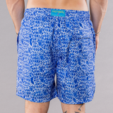 Men's Cyclist Liner Swim Trunks - Abstract Fish Navy Blue
