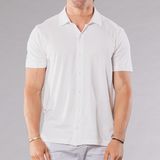 Men's Solid Pima Cotton / Stretch Full Button Front Shirt - White