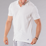 Men's Solid Pima Cotton / Stretch Full Button Front Shirt - White