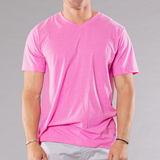 Men's Solid V-Neck T Shirt - Magenta
